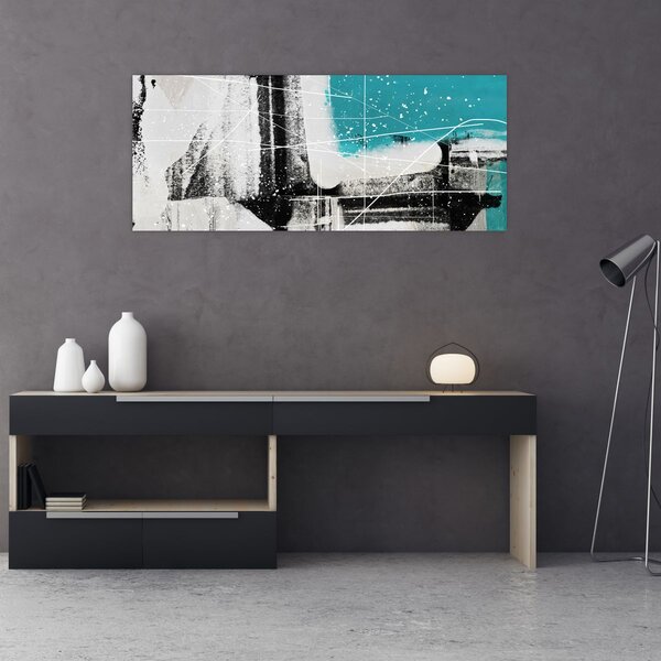 Tablou - Abstract turcoaz (120x50 cm)