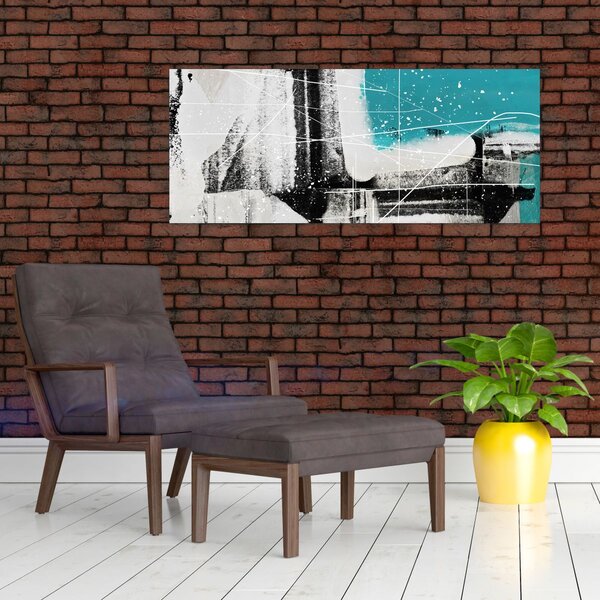 Tablou - Abstract turcoaz (120x50 cm)