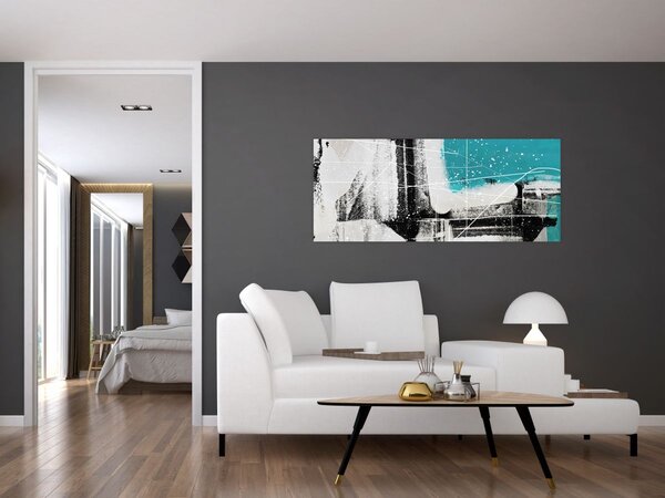 Tablou - Abstract turcoaz (120x50 cm)
