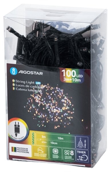 Aigostar - Ghirlandă de Crăciun LED pentru exterior, 100xLED/8 funcții, 13m, IP44, multicoloră