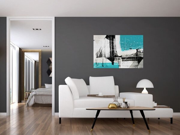 Tablou - Abstract turcoaz (90x60 cm)