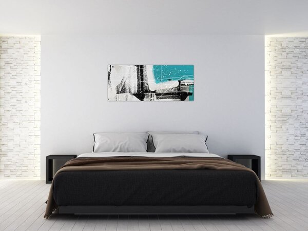 Tablou - Abstract turcoaz (120x50 cm)