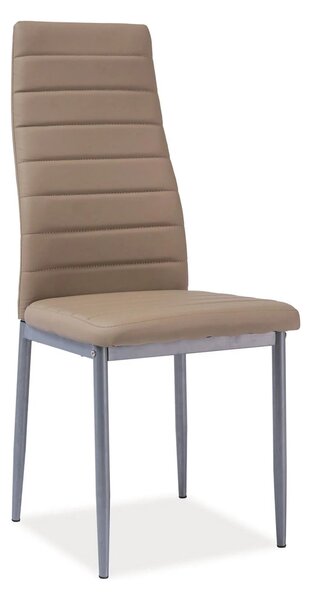 Scaun tapitat H261 BIS, bej/aluminiu, piele ecologica/metal, 40X38X96