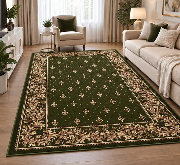 Covor Bisericesc Lotos 15033 310, Verde, Model cu Crini, Dreptunghiular 150x230