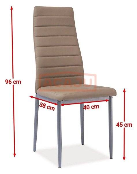 Scaun tapitat H261 BIS, bej/aluminiu, piele ecologica/metal, 40X38X96