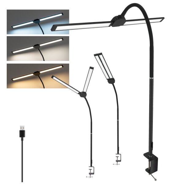 Brilagi - Lampă de birou LED reglabilă USB VARIO LED/14W/5V 3000-6000K neagră