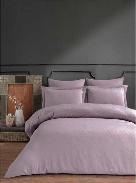 Lenjerie de pat din bumbac satinat pentru pat dublu cu cearșaf Primacasa by Türkiz Catena, 200 x 220 cm, roz