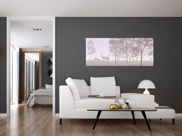 Tablou - Pădure,monocrom (120x50 cm)