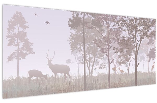 Tablou - Pădure,monocrom (120x50 cm)