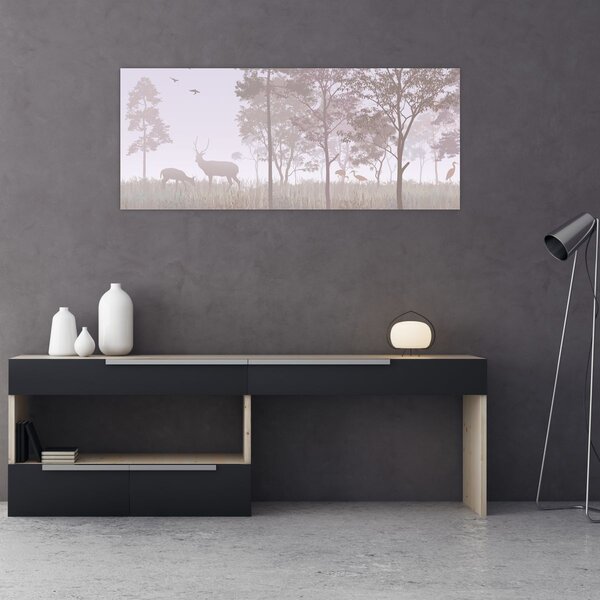 Tablou - Pădure,monocrom (120x50 cm)