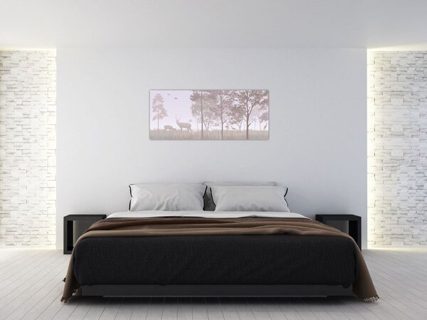 Tablou - Pădure,monocrom (120x50 cm)