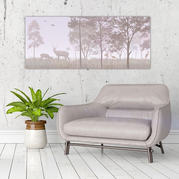 Tablou - Pădure,monocrom (120x50 cm)