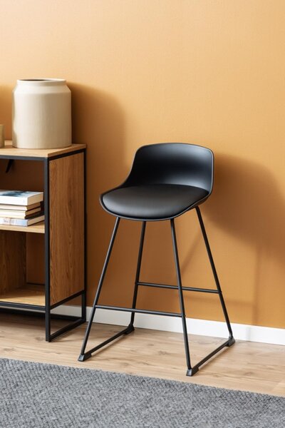 Scaun inalt Tina, Negru, 84x50x49 cm