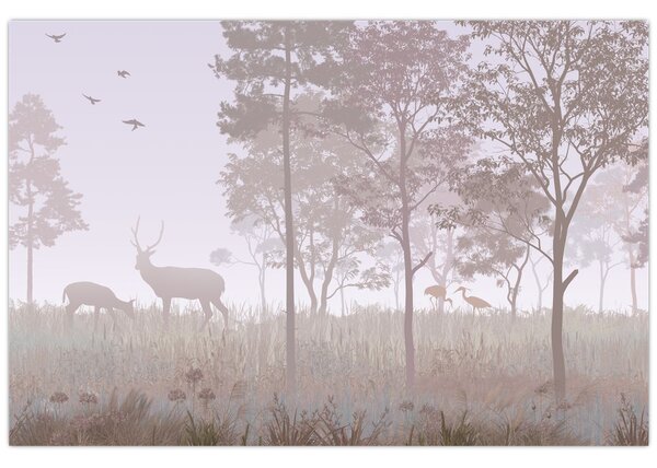 Tablou - Pădure,monocrom (90x60 cm)