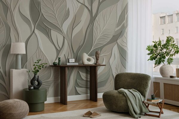 Tapet Frunze care se intersectează, Fototapet Natură, Fototapet Frunze, w05448 : Uwalls.ro