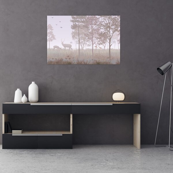 Tablou - Pădure,monocrom (90x60 cm)