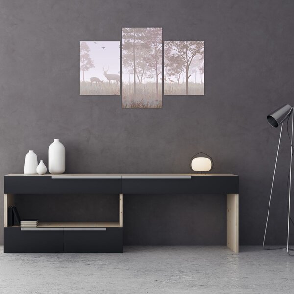 Tablou - Pădure,monocrom (90x60 cm)