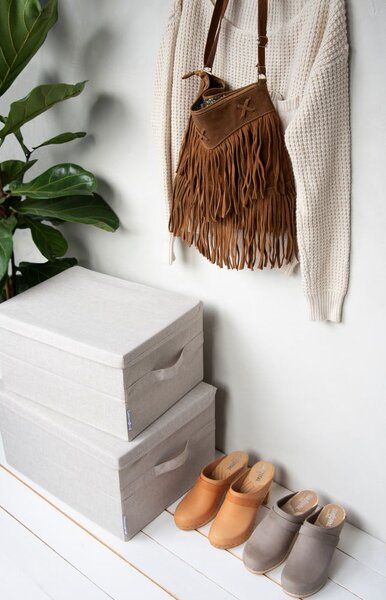 Cutie de depozitare bej din material textil cu capac 40x30x22 cm Soft Storage – Bigso
