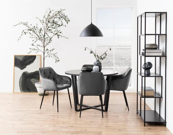 Masa dining Amble, Negru, 75x110x110 cm