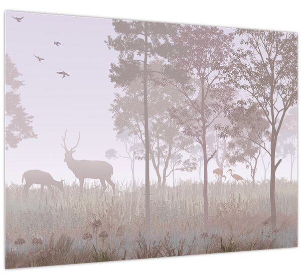 Tablou - Pădure,monocrom (70x50 cm)