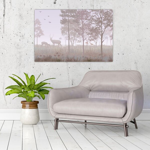 Tablou - Pădure,monocrom (90x60 cm)