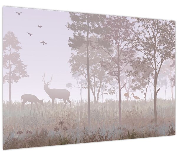 Tablou - Pădure,monocrom (90x60 cm)