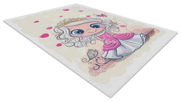 BAMBINO 43020 covor lavabil Prințesă, stele pentru copii anti-alunecare - crem / roz