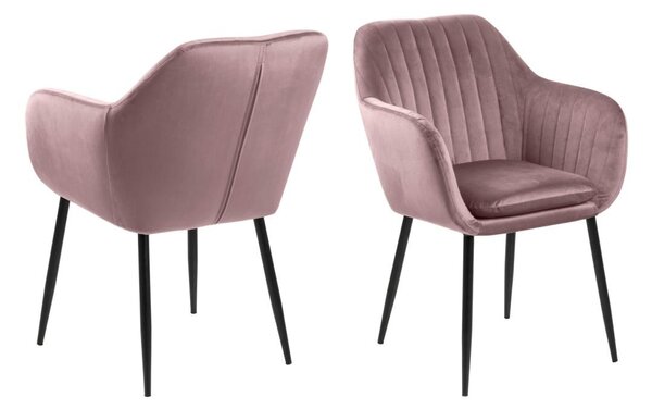 Scaun dining Emilia V1, Roz prafuit, 83x57x61 cm