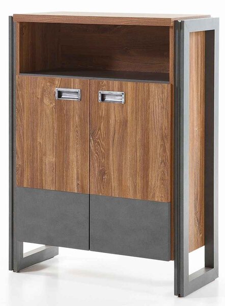 Comodă înaltă ~Praga~ cu aspect industrial modern maro, 75 cm lățime