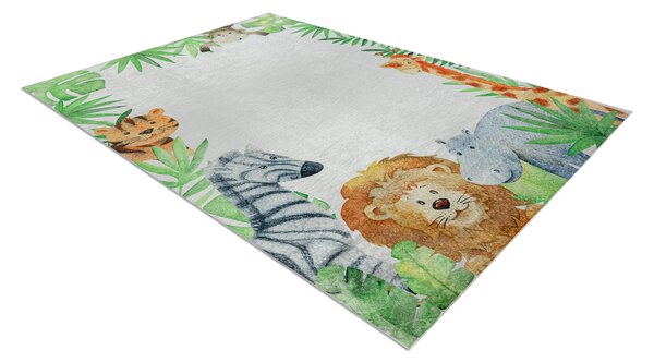 BAMBINO 54090 covor lavabil Animale, Africa pentru copii anti-alunecare - alb / verde
