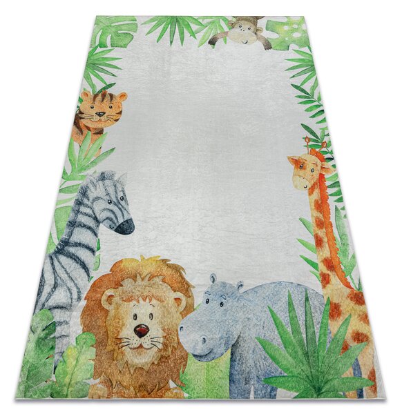 BAMBINO 54090 covor lavabil Animale, Africa pentru copii anti-alunecare - alb / verde
