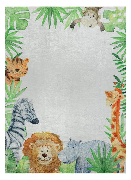 BAMBINO 54090 covor lavabil Animale, Africa pentru copii anti-alunecare - alb / verde