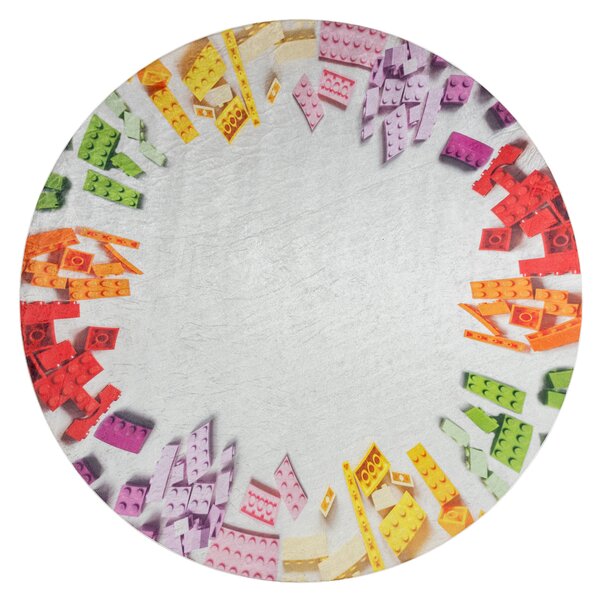 BAMBINO 38480 rotund covor lavabil Kit de construcție pentru copii anti-alunecare - gri / galben