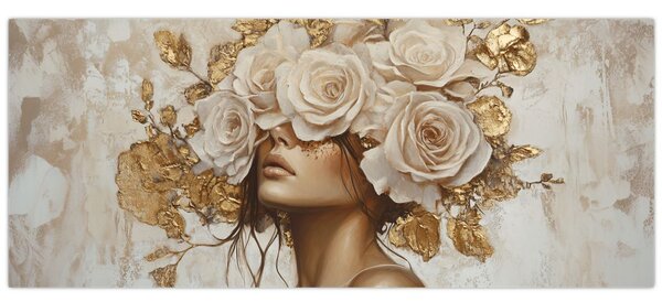 Tablou - Fată cu Trandafiri (120x50 cm)
