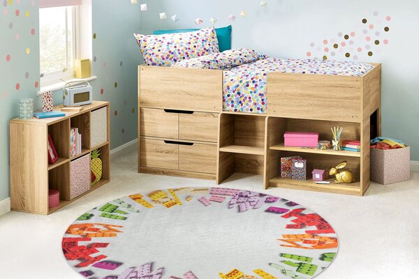 BAMBINO 38480 rotund covor lavabil Kit de construcție pentru copii anti-alunecare - gri / galben