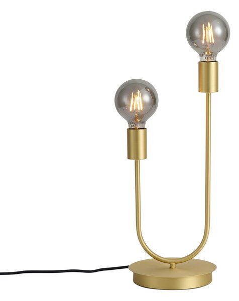 Lampă de masă Art Deco alamă 2 lumini - Tuning