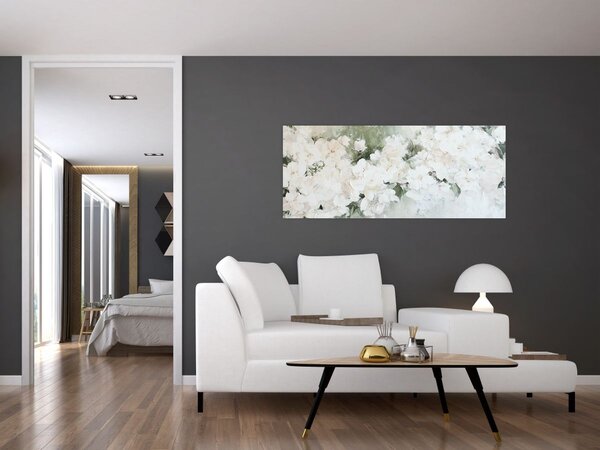 Tablou - Abstracție de Flori Albe (120x50 cm)