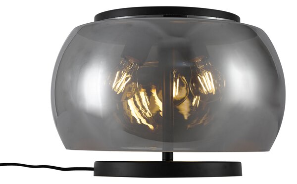 Lampă de masă de design neagră cu sticlă fumurie cu 3 lumini - Bino