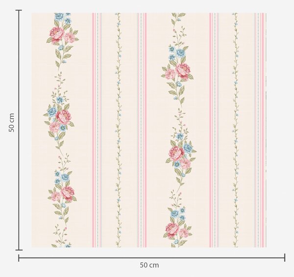 Tapet Model floral cu dungi, în culori delicate, Tapet flori, a01130 : Uwalls.ro