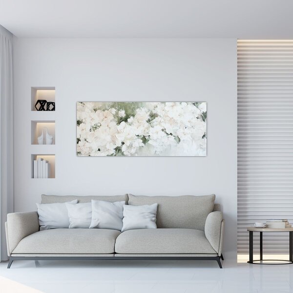 Tablou - Abstracție de Flori Albe (120x50 cm)