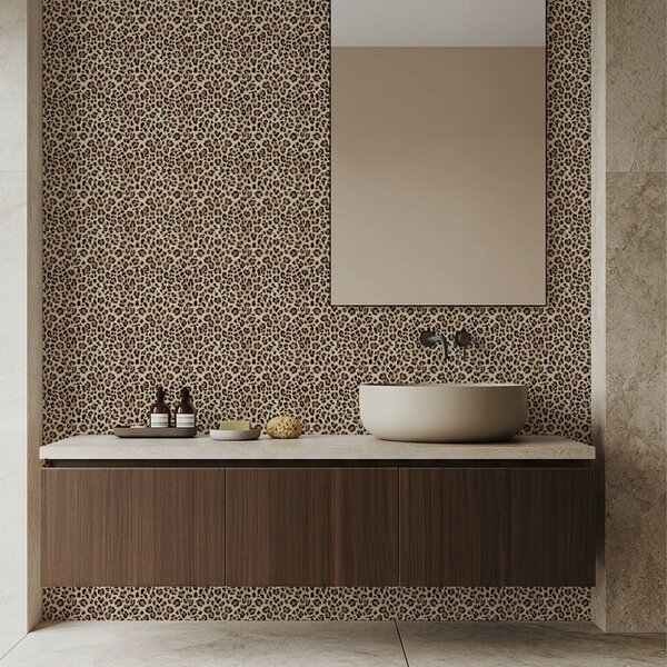 Tapet Model leopard cu pete pe fundal deschis, Tapet unic, a01151 : Uwalls.ro