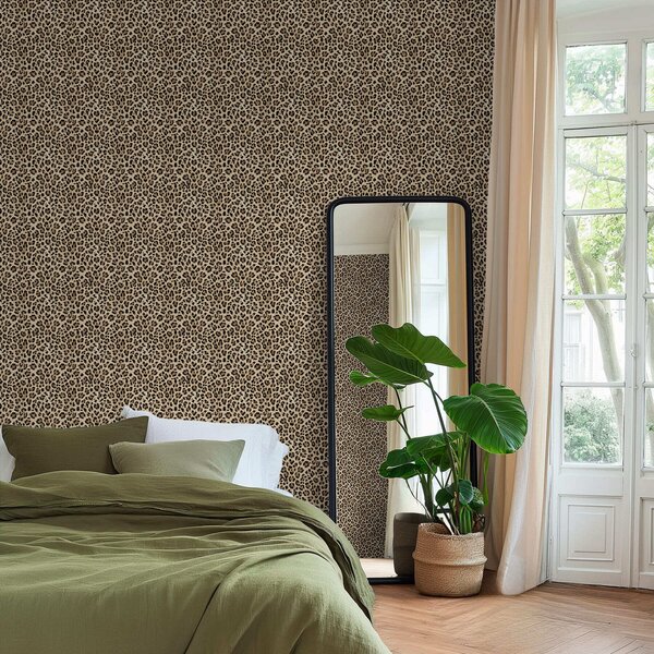Tapet Model leopard cu pete pe fundal deschis, Tapet unic, a01151 : Uwalls.ro