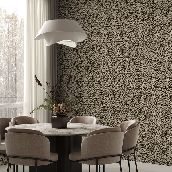 Tapet Model leopard cu pete pe fundal deschis, Tapet unic, a01151 : Uwalls.ro