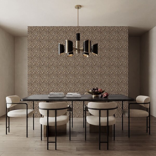 Tapet Model leopard cu pete pe fundal deschis, Tapet unic, a01151 : Uwalls.ro