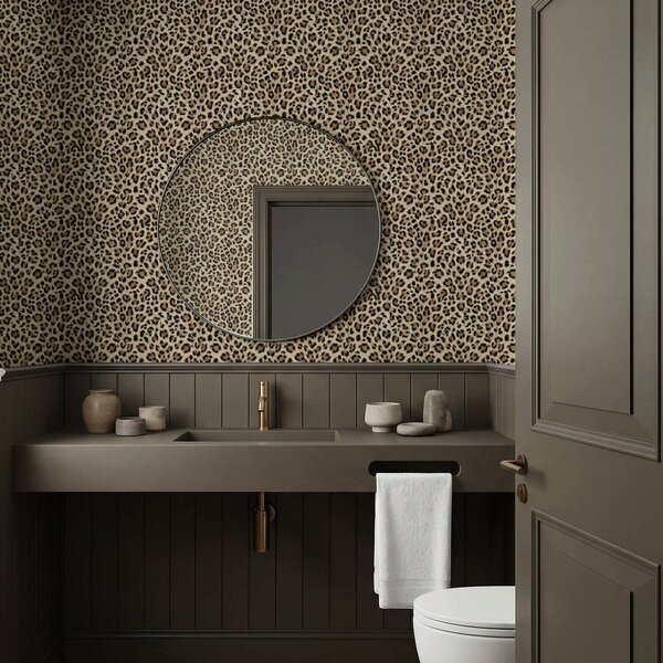 Tapet Model leopard cu pete pe fundal deschis, Tapet unic, a01151 : Uwalls.ro