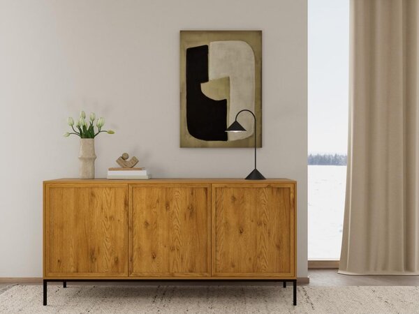 Bufet Palmdale V2, Negru mat, 80x158x40 cm