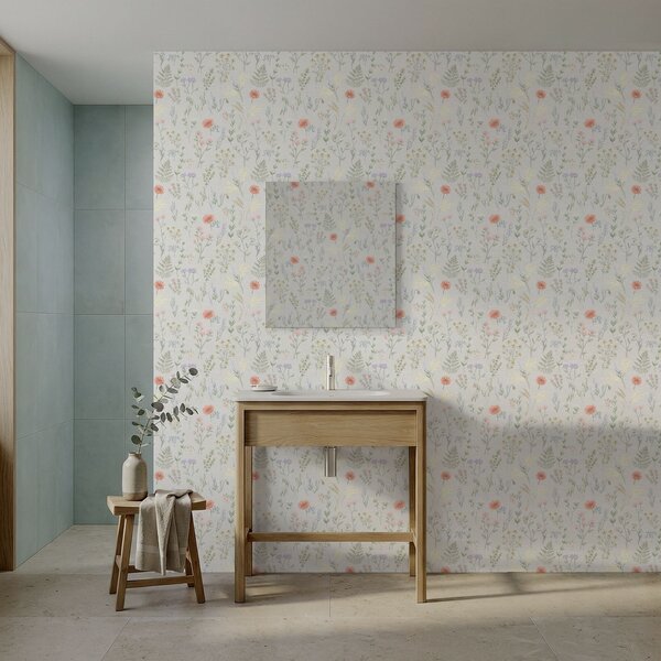 Tapet Model delicat cu flori de câmp pe un fundal deschis, Tapet flori, a01152 : Uwalls.ro