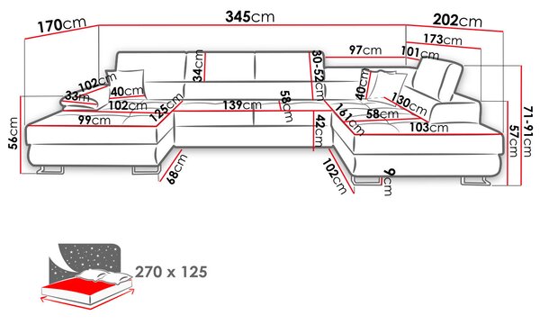 Colțar în formă de U Alphard Bis (S) (piele ecologică soft 011 + lux 06). 1051163