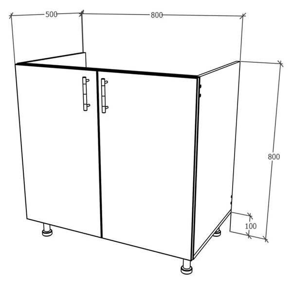 Set haaus Karo, Lemn Natural/Alb, 80 x 50 x 80 cm, Chiuveta Inox, Cuva dreapta, Baterie Flexibila