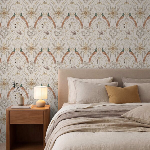 Tapet Model decorativ cu păsări și motive, Tapet animale, Tapet păsări, a01156 : Uwalls.ro